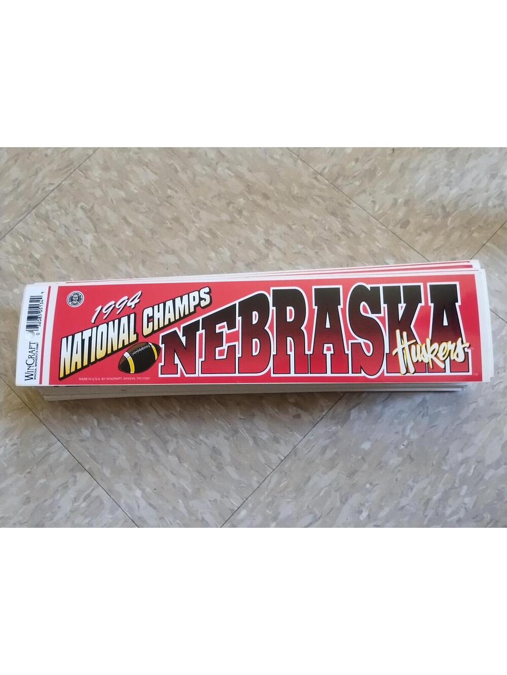 Vintage 1994 National Champs‎ Logo NEBRASKA HUSKERS Bumper Sticker NCAA Football